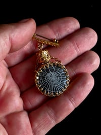 Image 2 of RARE vintage wearable ornate perfume bottle brooch  with preseved web C