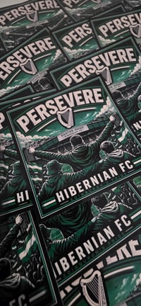Image 1 of Pack of 25 7x7cm Hibs, Hibernian Persevere Football/Ultras Stickers
