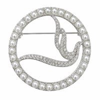 Zeta Phi Beta Sorority, Inc. Pearl & Rhinestone Dove Brooch