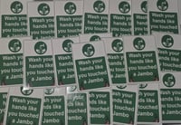 Image 2 of Pack of 25 10x7cm Hibs, Hibernian Wash your hands Football/Ultras Stickers