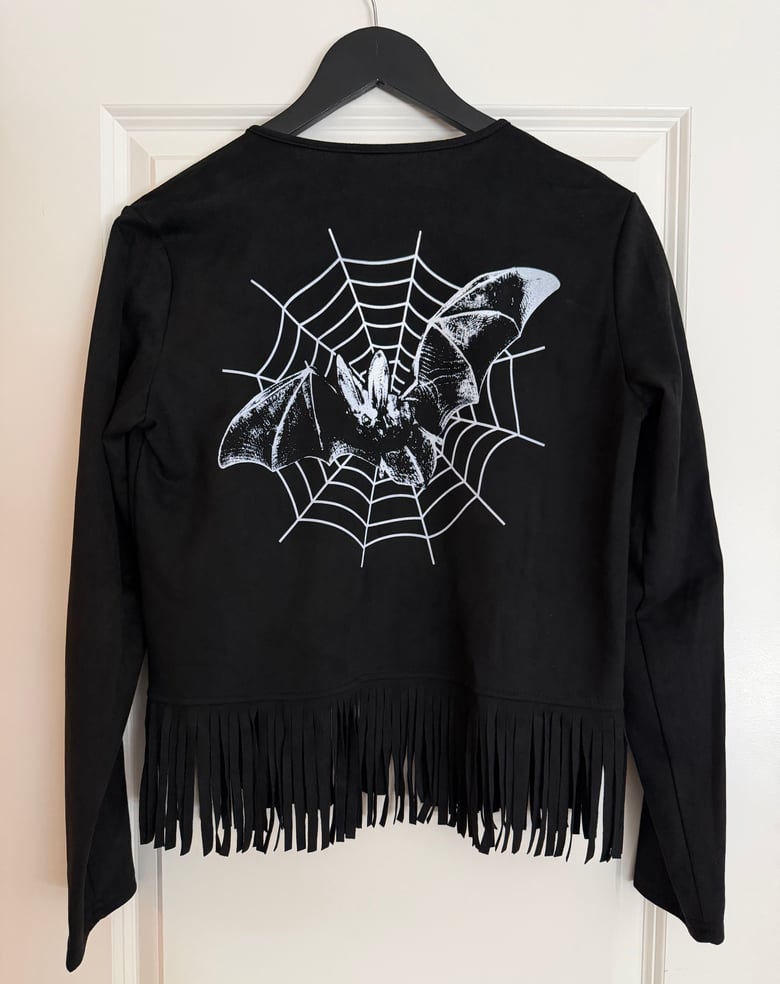 Image of Vampire's Web Black Fringe Lightweight Studded Jacket
