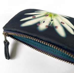 Image of Stitchwort flower, printed velvet zipper bag