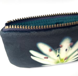 Image of Stitchwort flower, printed velvet zipper bag