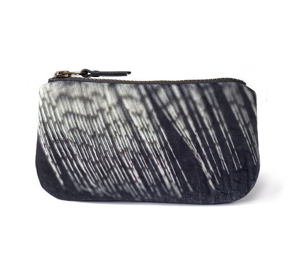 Image of Feather rainstorm, printed velvet zipper bag