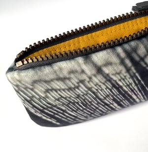Image of Feather rainstorm, printed velvet zipper bag