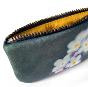 Image of Forget-me-not, printed velvet zipper bag