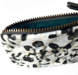 Image of Silver lichen, printed velvet zipper bag