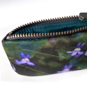 Image of Wild violets, printed velvet zipper bag