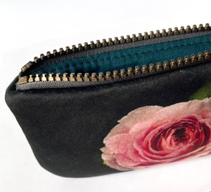 Image of Winter rose, printed velvet zipper bag