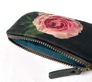 Image of Winter rose, printed velvet zipper bag
