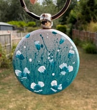 Image 2 of 'Turquoise Blooms' Hand-painted Keyring Pendant