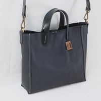 Image 2 of 3-Panel Two-way Tote low in pebbled black