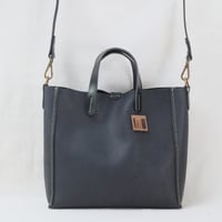 Image 1 of 3-Panel Two-way Tote low in pebbled black