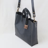 Image 4 of 3-Panel Two-way Tote low in pebbled black