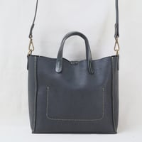 Image 3 of 3-Panel Two-way Tote low in pebbled black
