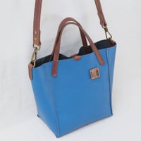Image 2 of 3-Panel Two-way Tote in pebbled happy blue