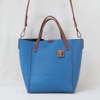 Image 1 of 3-Panel Two-way Tote in pebbled happy blue
