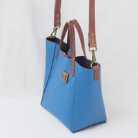 Image 5 of 3-Panel Two-way Tote in pebbled happy blue
