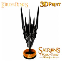Image 4 of Sauron The Dark Lord Mask & Ring with Stand (3D printed 9 inches tall replica)