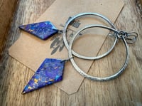 Image 5 of Lilac - Statement Sterling Silver Purple Copper Turquoise earrings 