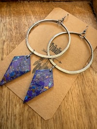 Image 2 of Lilac - Statement Sterling Silver Purple Copper Turquoise earrings 