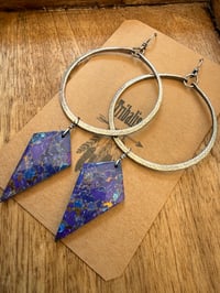 Image 6 of Lilac - Statement Sterling Silver Purple Copper Turquoise earrings 