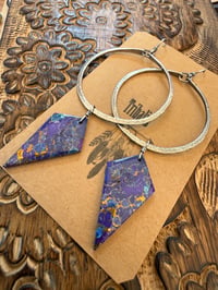 Image 8 of Lilac - Statement Sterling Silver Purple Copper Turquoise earrings 
