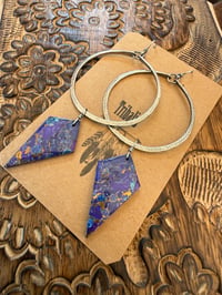 Image 9 of Lilac - Statement Sterling Silver Purple Copper Turquoise earrings 