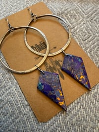 Image 10 of Lilac - Statement Sterling Silver Purple Copper Turquoise earrings 