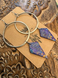 Image 4 of Lilac - Statement Sterling Silver Purple Copper Turquoise earrings 