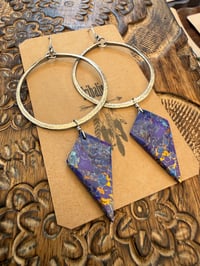 Image 12 of Lilac - Statement Sterling Silver Purple Copper Turquoise earrings 