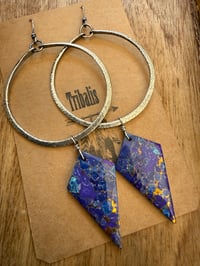 Image 13 of Lilac - Statement Sterling Silver Purple Copper Turquoise earrings 