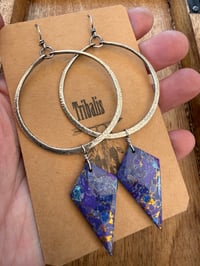 Image 1 of Lilac - Statement Sterling Silver Purple Copper Turquoise earrings 