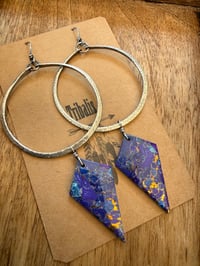 Image 15 of Lilac - Statement Sterling Silver Purple Copper Turquoise earrings 