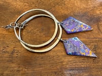 Image 3 of Lilac - Statement Sterling Silver Purple Copper Turquoise earrings 