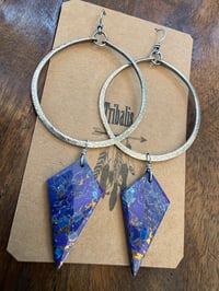 Image 17 of Lilac - Statement Sterling Silver Purple Copper Turquoise earrings 