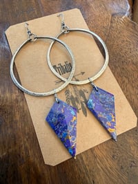 Image 18 of Lilac - Statement Sterling Silver Purple Copper Turquoise earrings 