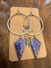 Image 20 of Lilac - Statement Sterling Silver Purple Copper Turquoise earrings 