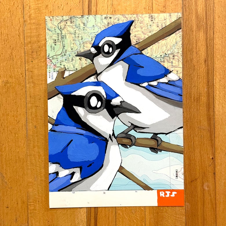 Image of Two Blue Jays / unframed original painting