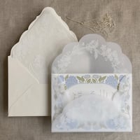 Image 8 of White lace vellum petal pochette for 5x7 card | pack of 10