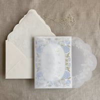 Image 9 of White lace vellum petal pochette for 5x7 card | pack of 10