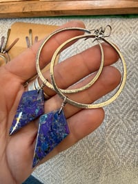 Image 21 of Lilac - Statement Sterling Silver Purple Copper Turquoise earrings 