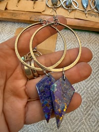 Image 11 of Lilac - Statement Sterling Silver Purple Copper Turquoise earrings 