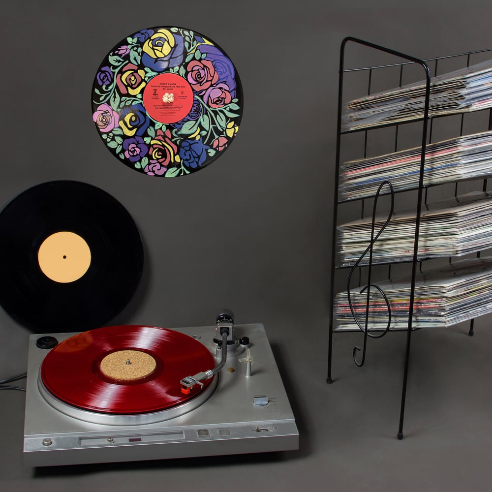 Image of Vintage Three 6 Mafia Floral Vinyl Record Art