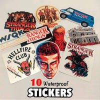 Image 1 of 10 Stranger Things Waterproof Vinyl Stickers (Size 2 Inches Plus )