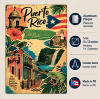 Image 3 of Tablilla en Aluminio Vintage Puerto Rico Icons 8 x 12 Pulgadas