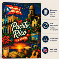 Image 3 of Tablilla en Aluminio Navidad Puerto Rico Icons 8 x 12 Pulgadas