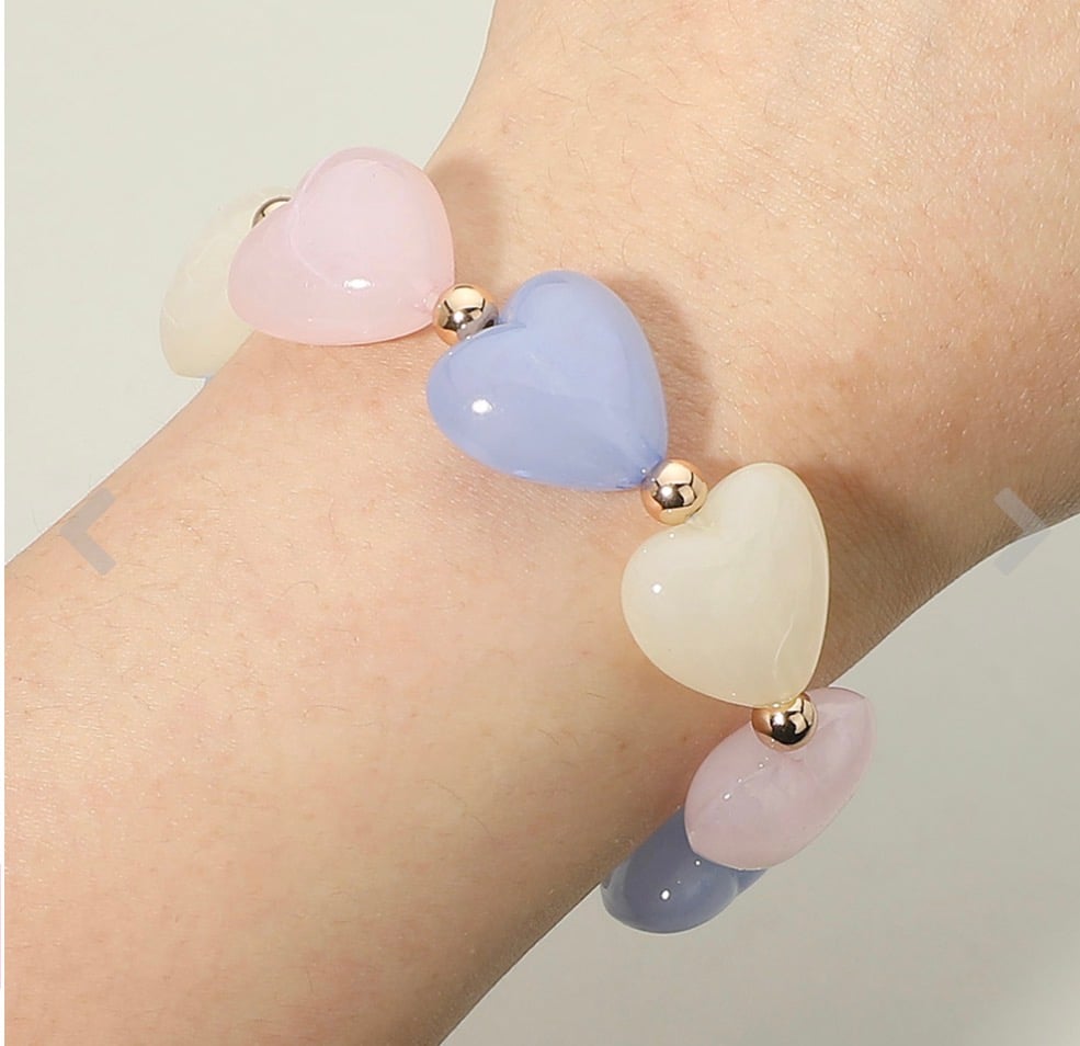 Image of PASTAL HEART BEADED BRACELET 