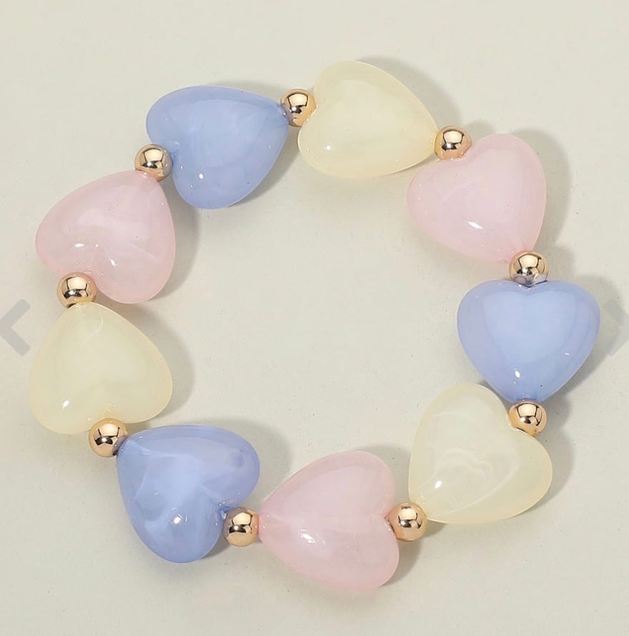 Image of PASTAL HEART BEADED BRACELET 