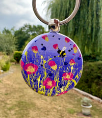 Image 1 of 'Violet Bee' Hand-painted Keyring Pendant